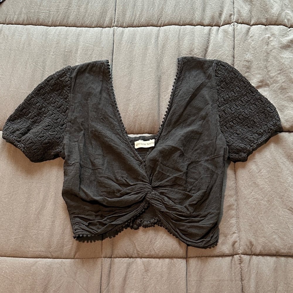 Black Textured Women's Blouse